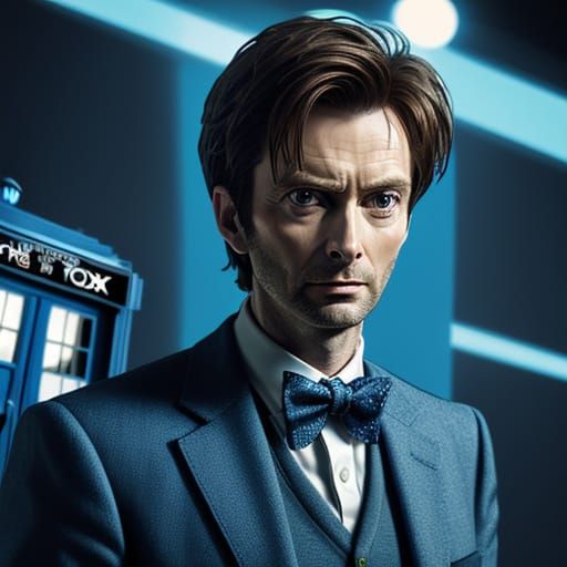 David Tennant as the 10th Dr Whoand the TARDIS