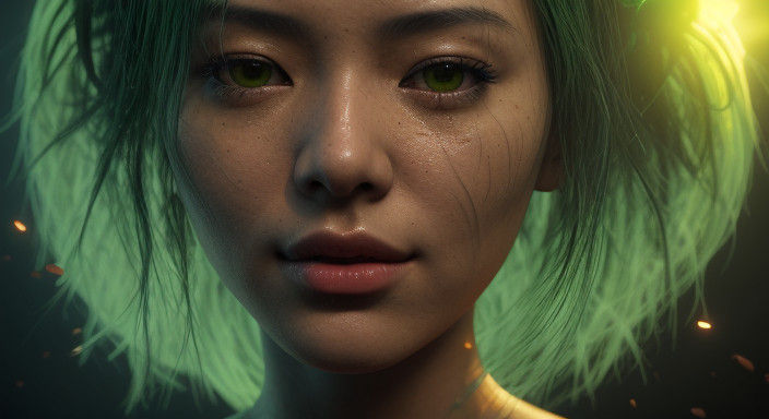 Biopunk Surrealism: Young Woman's Face Emerges from Sunflowe...