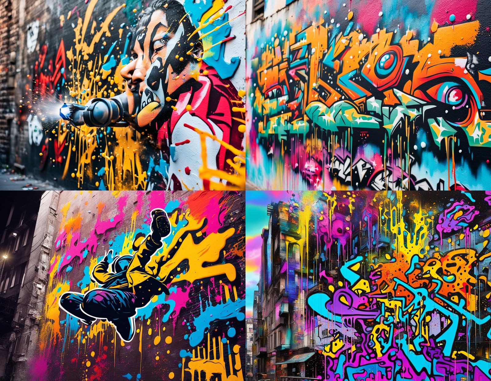 Colorful Polychromatic Graffiti Art with Splash Effects