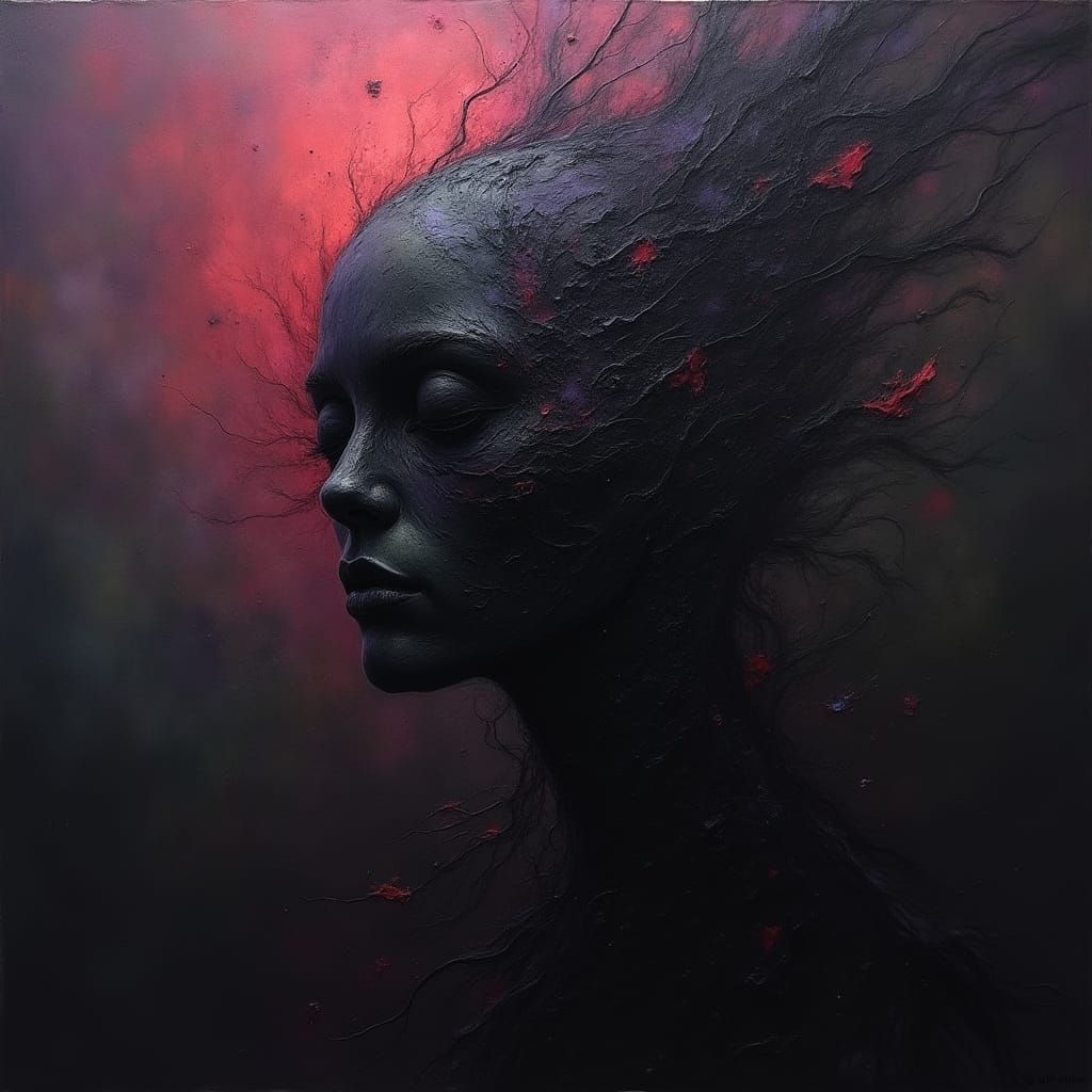 Turbulent Abstract Painting of Torment and Fear