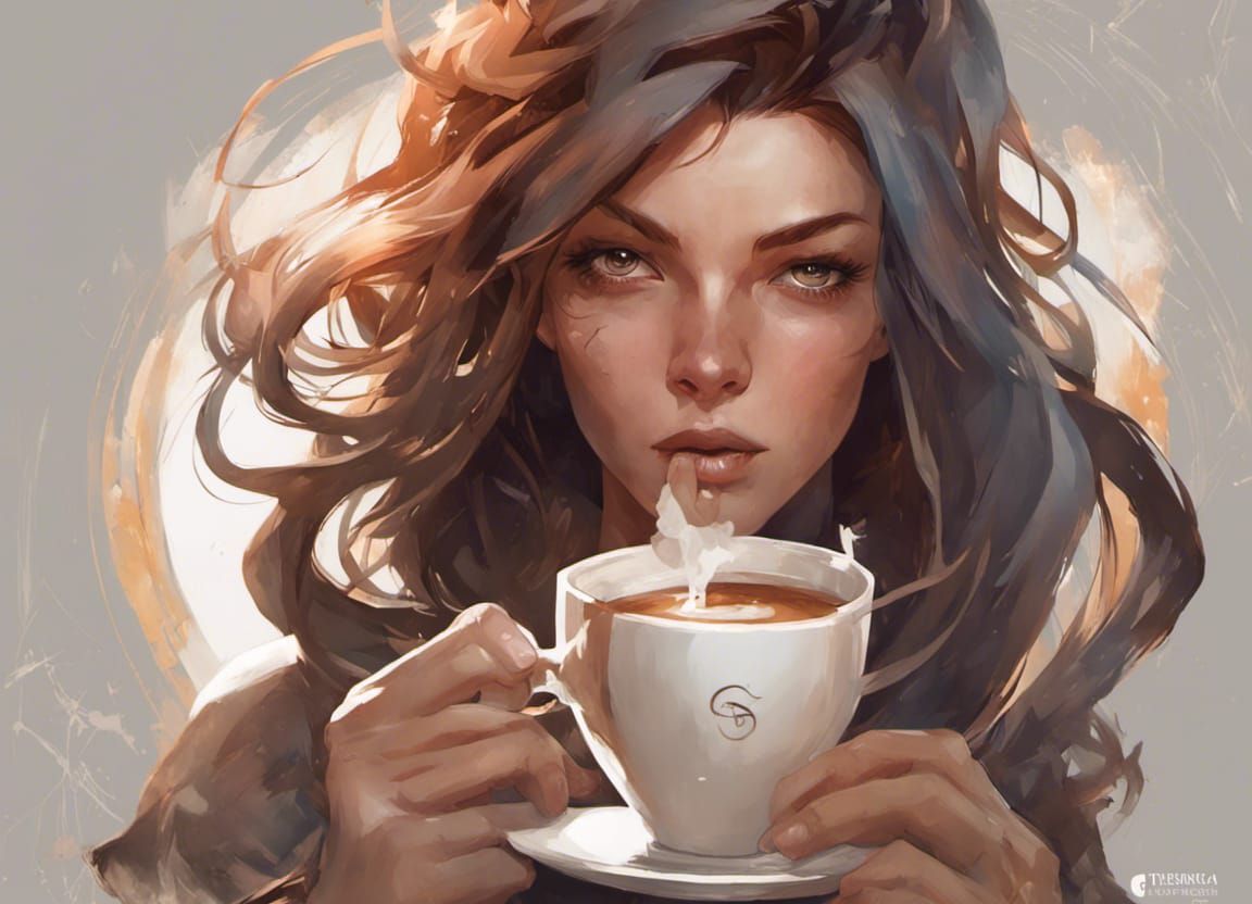 Coffee with Beans: Detailed Concept Art Portrait
