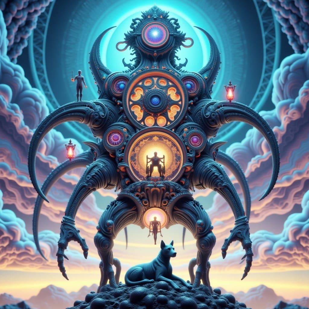 Humanoid Sculpture with Interlocking Mechanisms