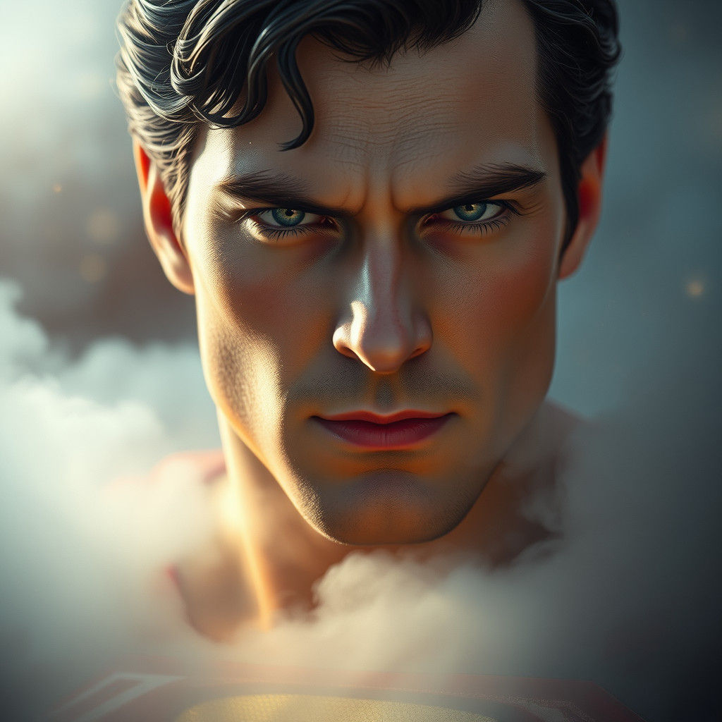 Superman in Ethereal Mist: Dreamy, Romanticized Close-Up