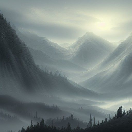 Misty Mountainside in Detailed Matte Painting