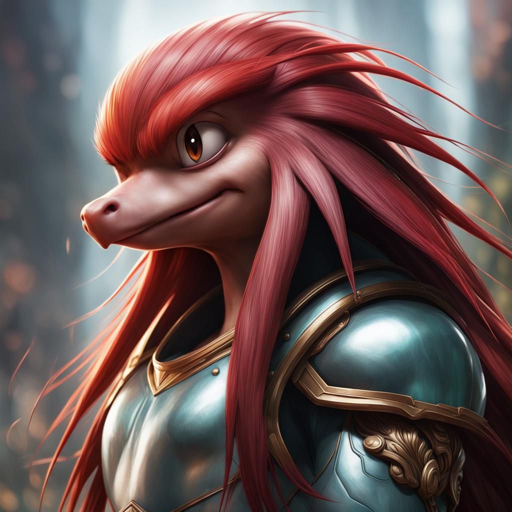 Knuckles the Echidna Portrait in Hyperdetailed Style
