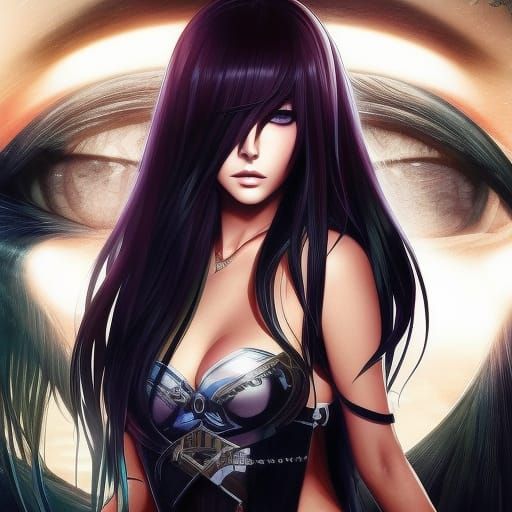 Anime Ninja Woman with Geometric Art and Sharp Focus