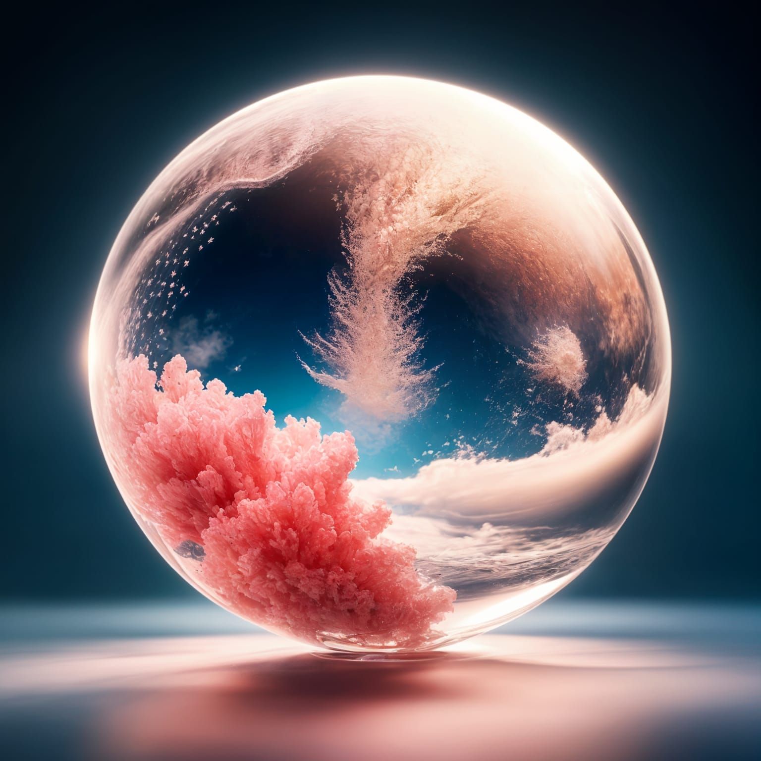 Photorealistic Water Sphere Art: Sunlight and Bokeh