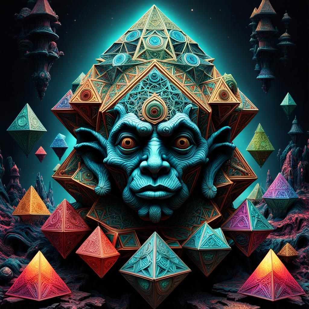 Hyperrealistic Neon Geometrics in Psychedelic Iris Coloring