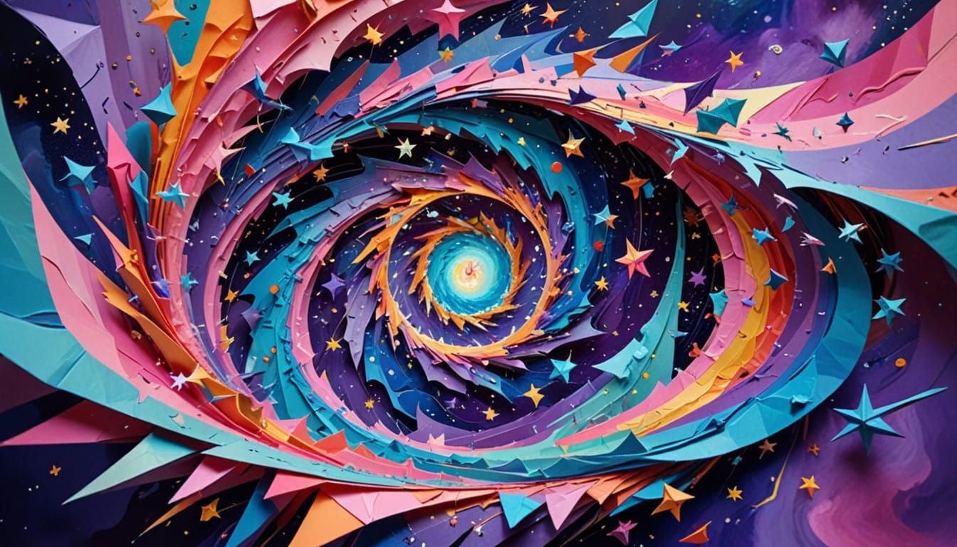 Swirling Cosmic Dreamscape in Cyberpunk Style