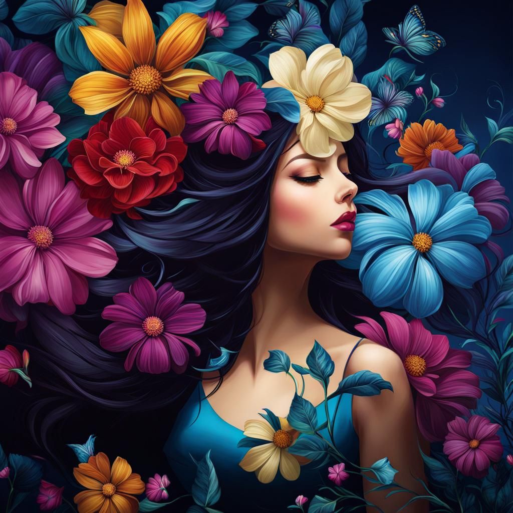 Digital Wall Art: An AI Flower Design