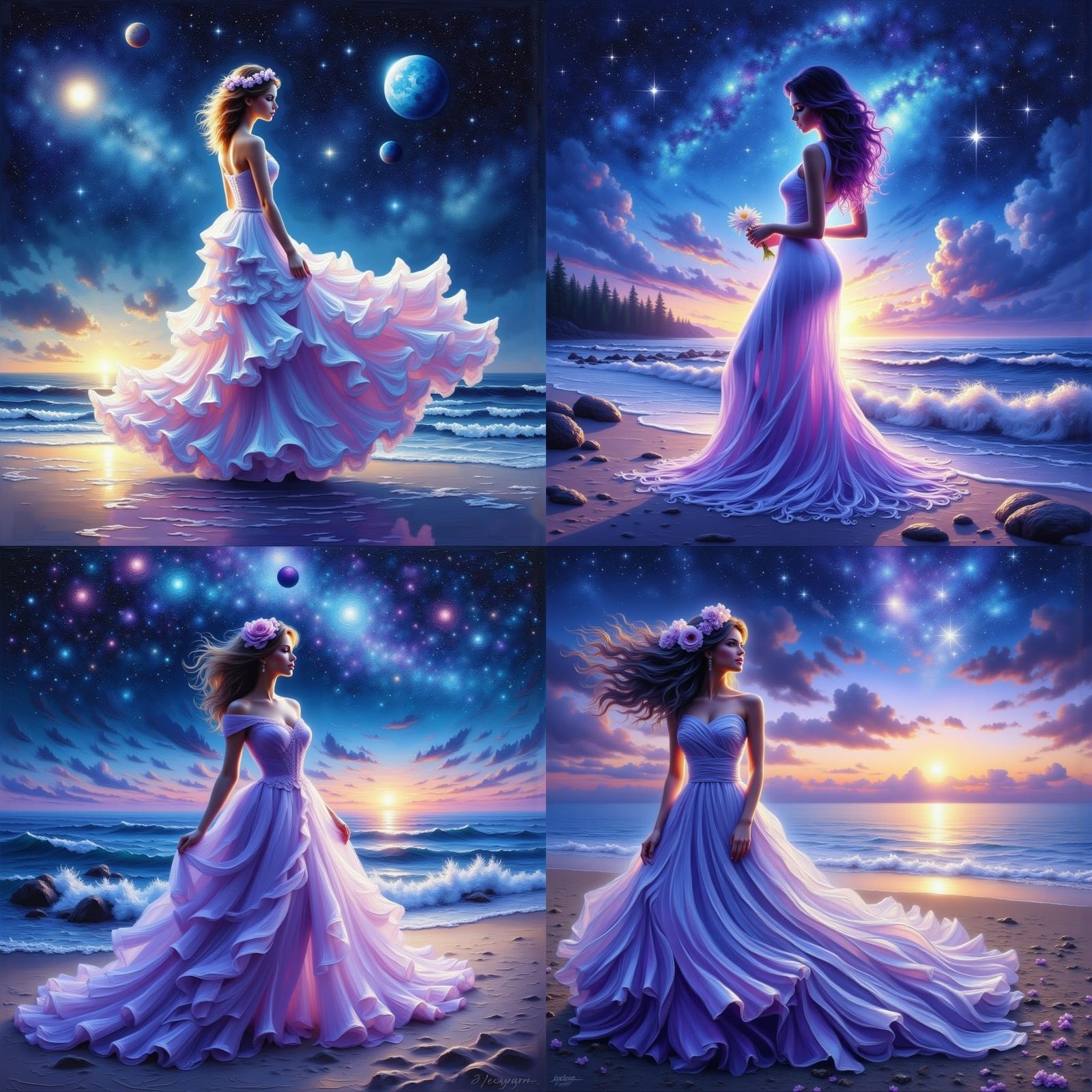 Galactic Goddess in Celestial Gown