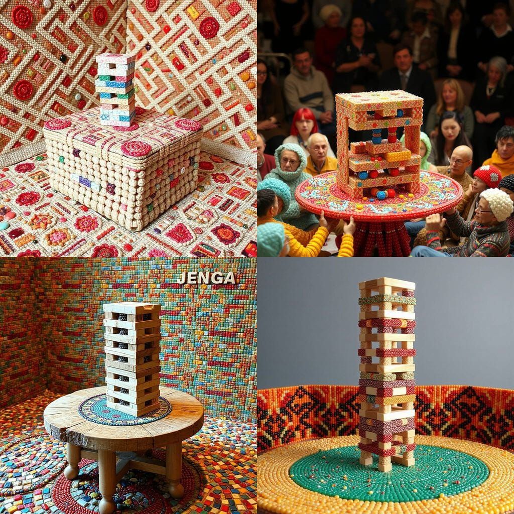 Beaded Jenga Game on a Wobbly Table