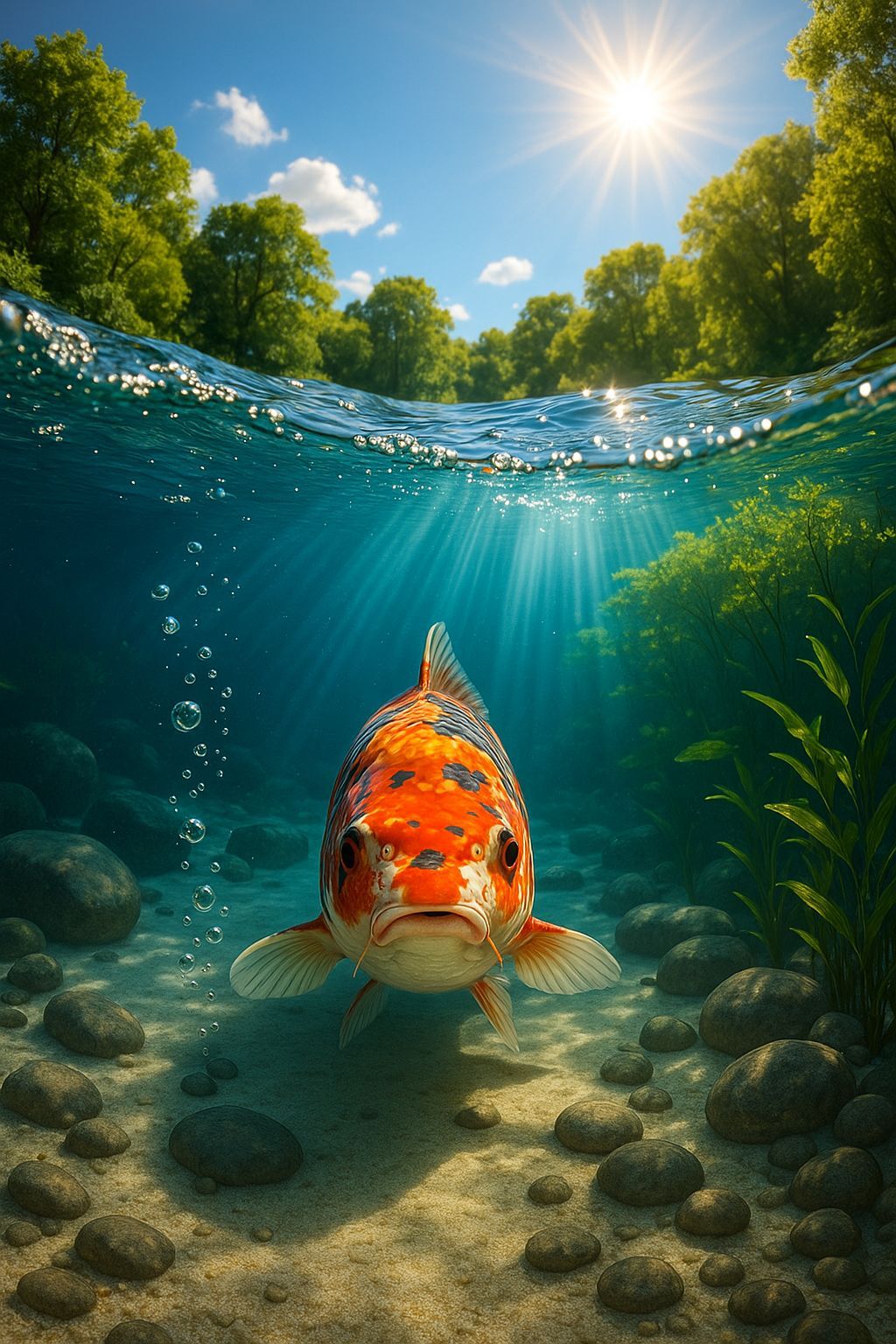 Underwater World and Sky Above Split View