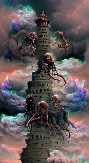 Lovecraftian Tower in Gustave Doré Style