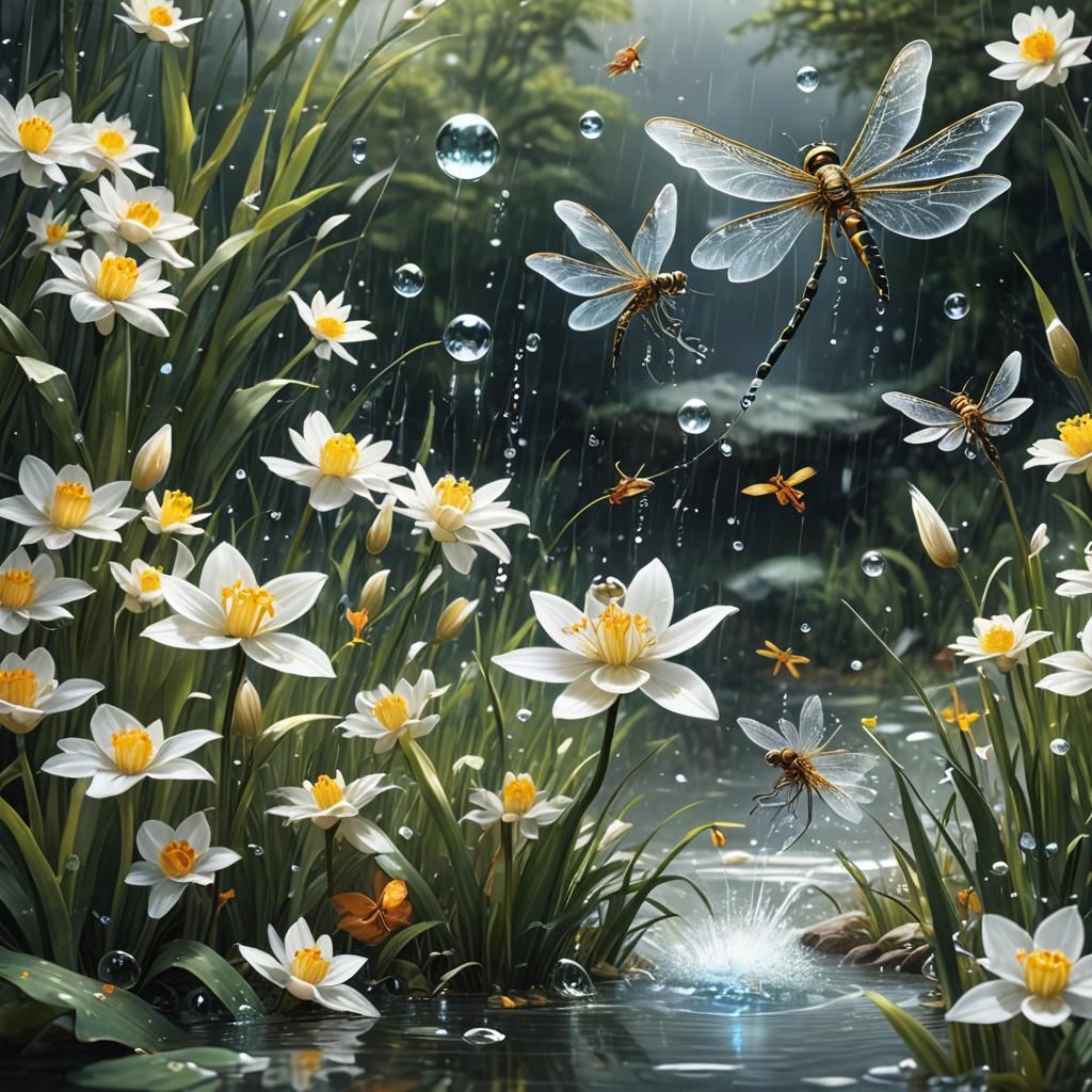 Sprites and Pixies in a Fantastical River Landscape