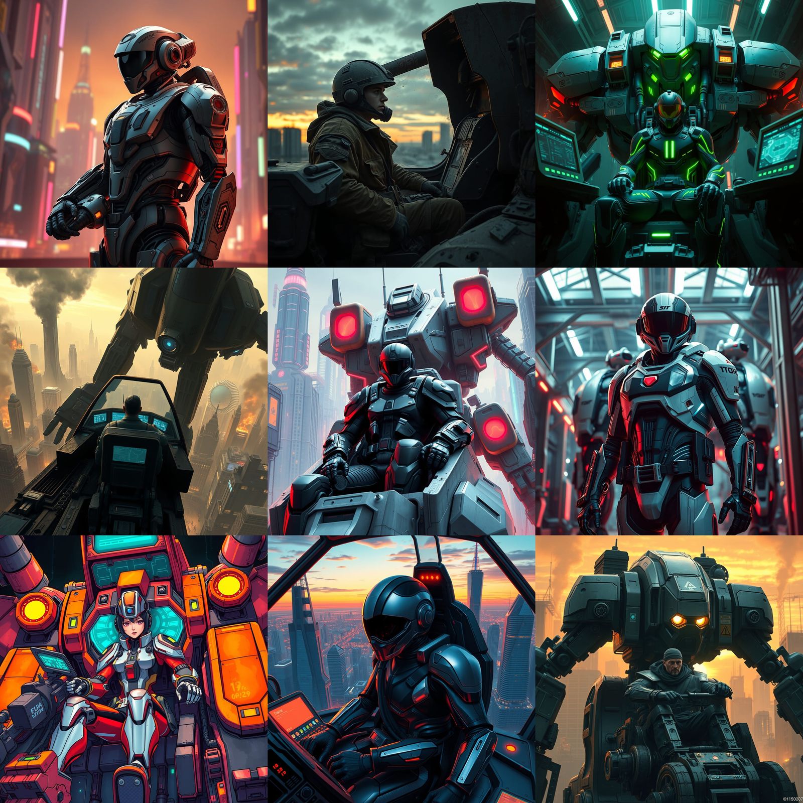 Futuristic Mech Pilot in Detailed Sci-Fi Scene