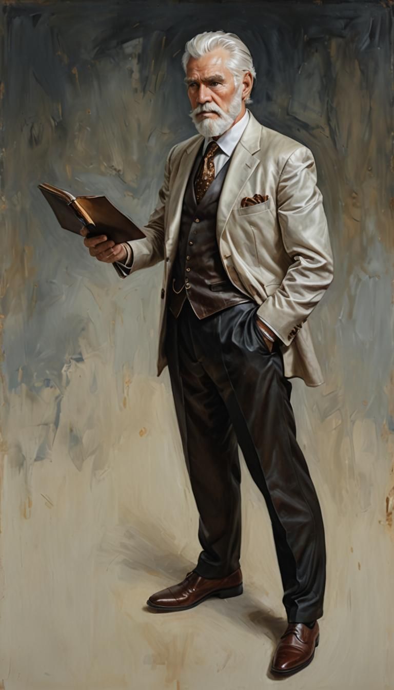Executive Old Man Portrait in Oil Painting Style
