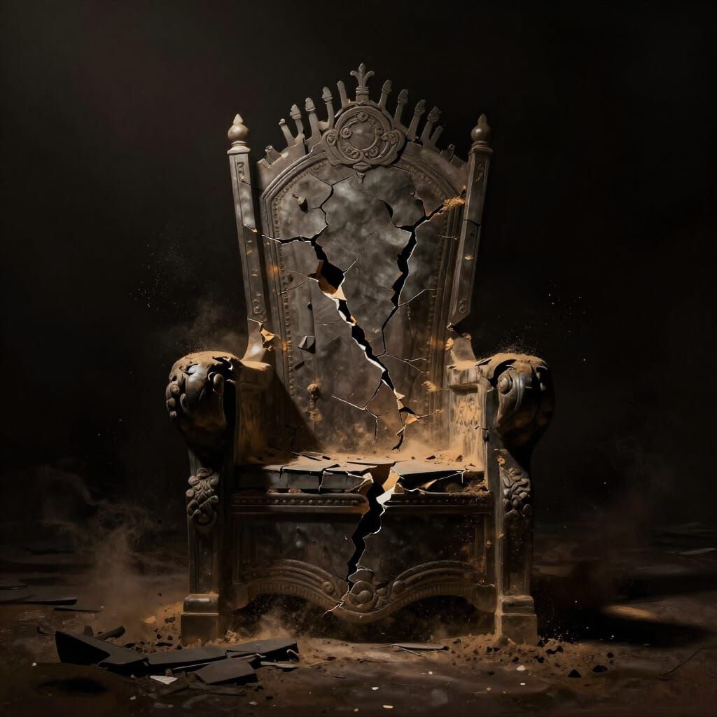 Abandoned Throne Cracked in Cinematic Low Light