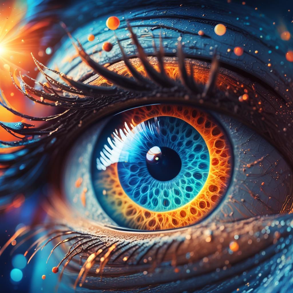 Eye Gazing Through Telescope: Colorful Concept Art