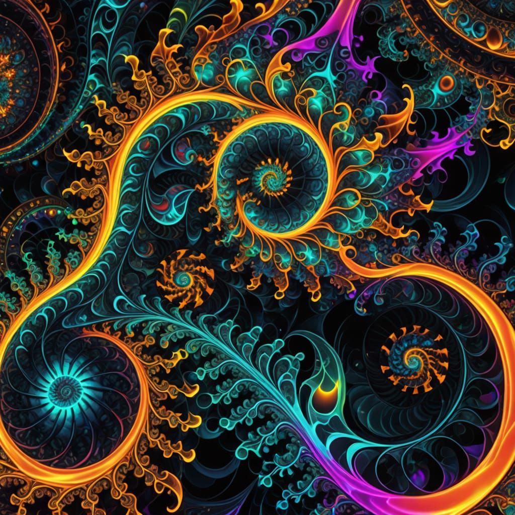 Vibrant Fractal Macro in Iridescent Neon Colors
