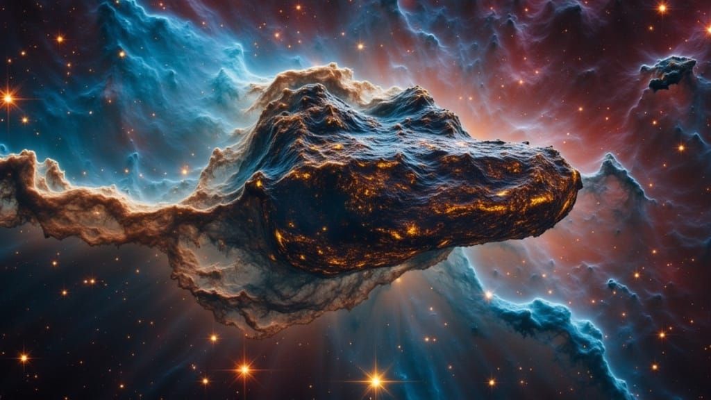 Rustpunk Spaceship in Photorealistic Nebula