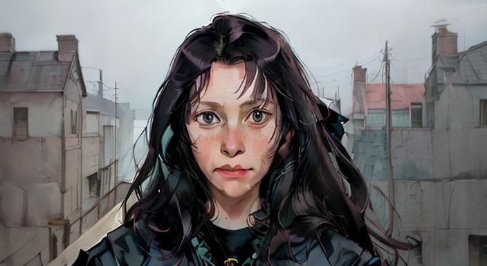 Ethereal Dark Elf on Horseback Rooftop Fantasy