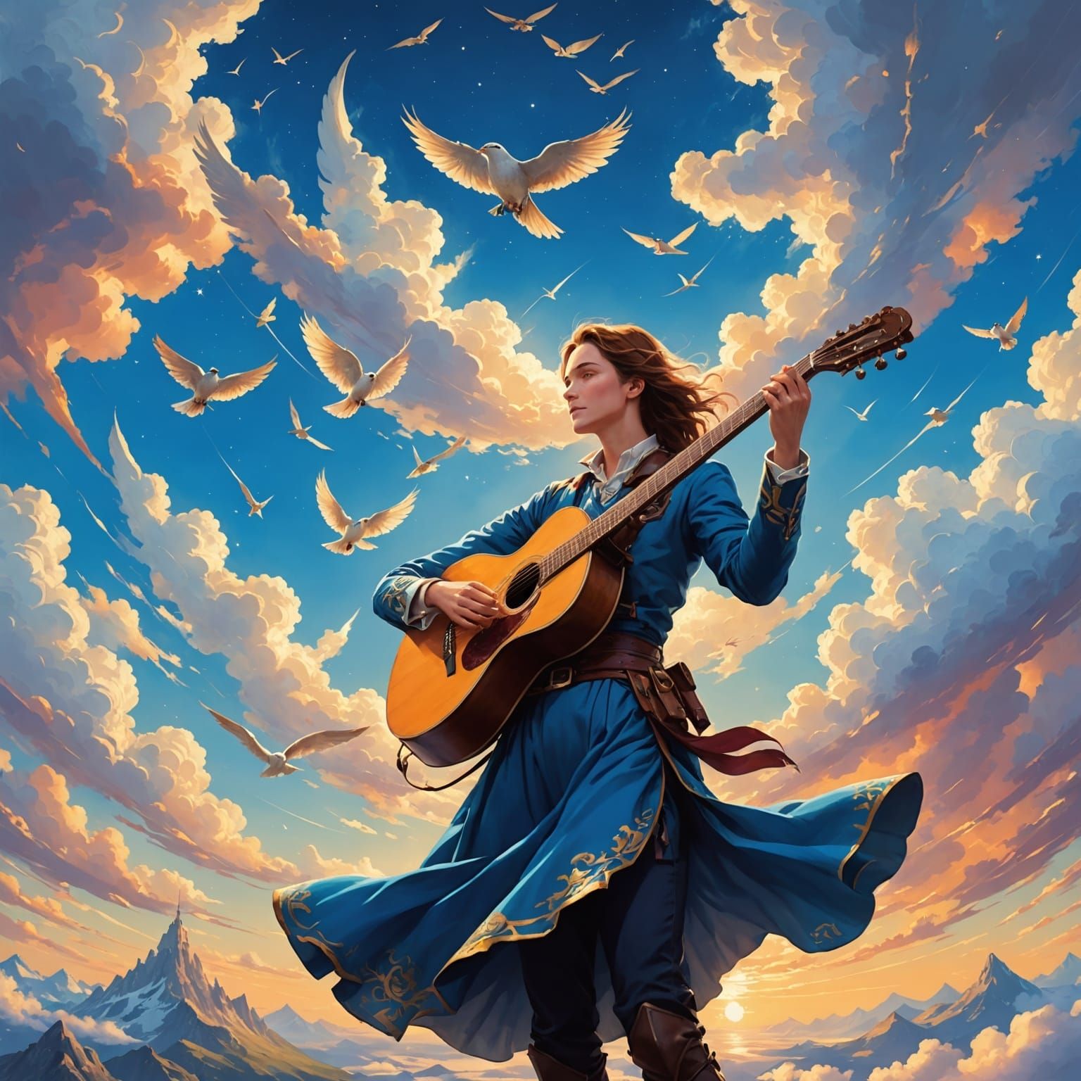Celestial Musician Plays in Midair