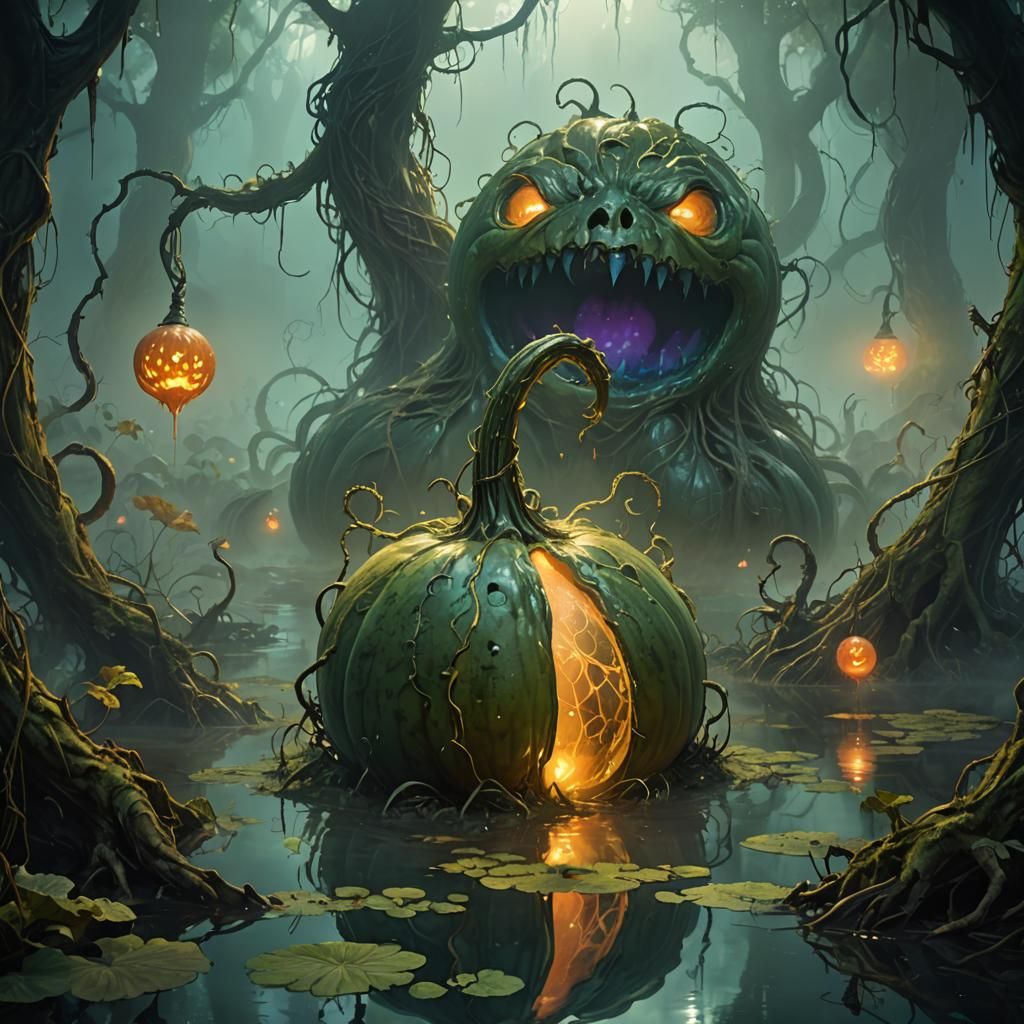 Gourd Swamp Monster Concept Art in Whimsical Style
