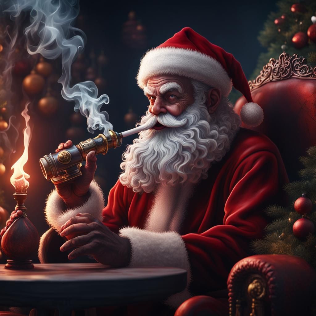 evil santa smoking a bong