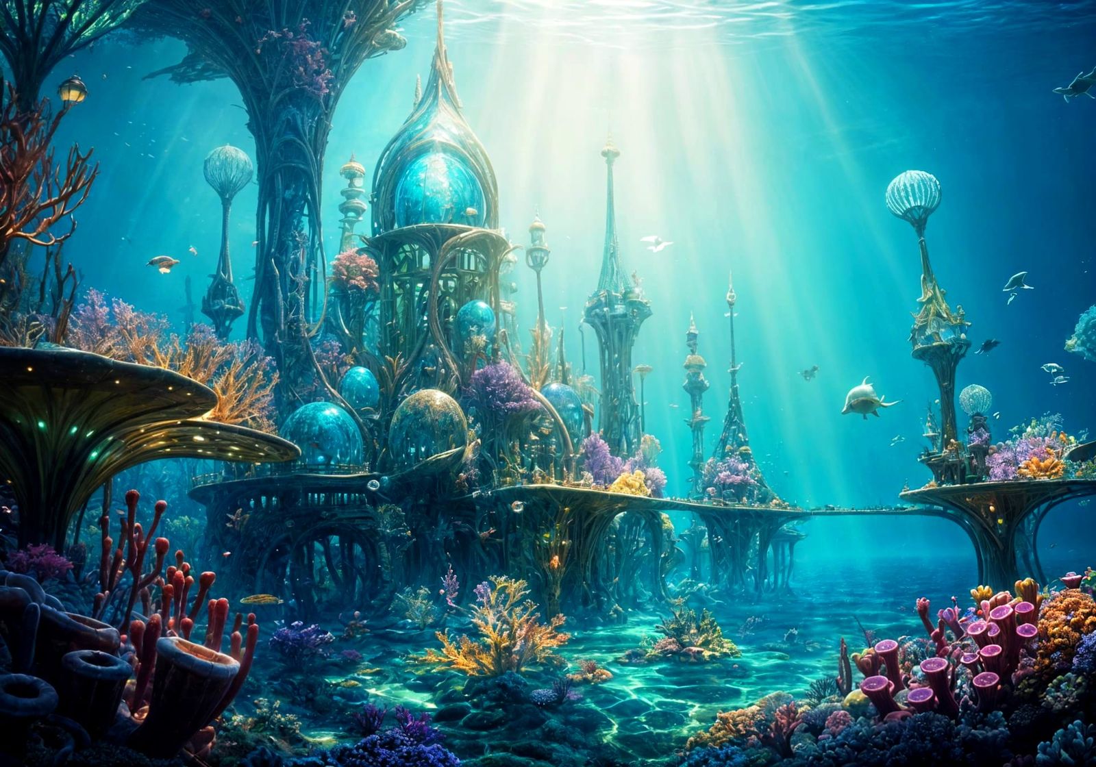 Vibrant Mosaic of Fantastical Undersea Coral City
