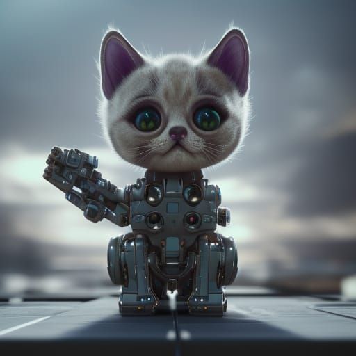 Futuristic Dream Kitten with Intricate Mech Details