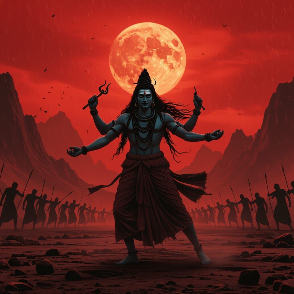 Lord Shiva's Rudra Tandava: A Cinematic Film Still