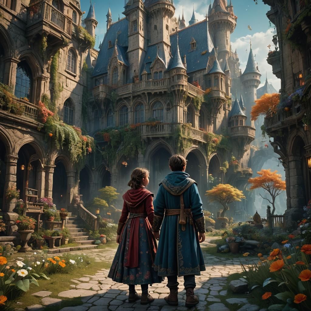 Dreamy Siblings: Photorealistic Fantasy Concept Art