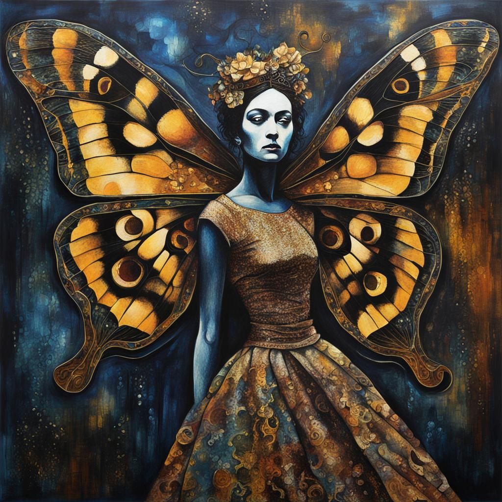 Expressionist Portrait: Woman as Emperor Moth