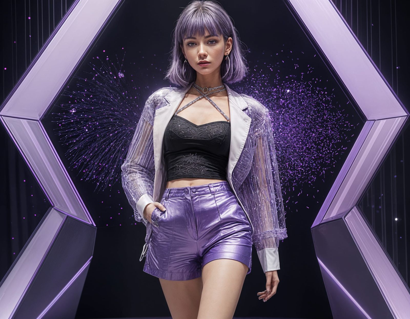 Crystalline Fashion in Light Purple and Indigo