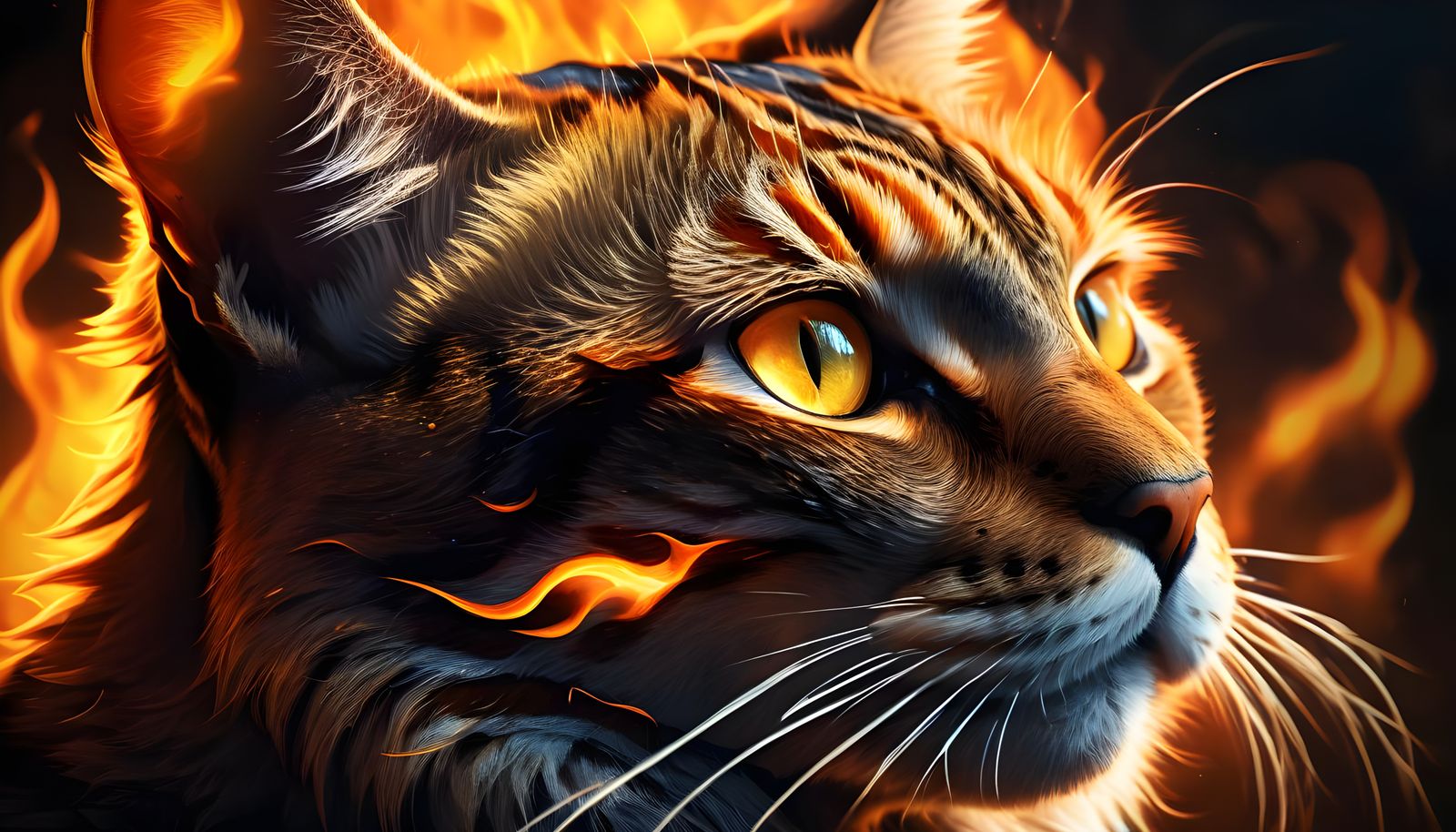 Fiery Feline: A Cat Ablaze
