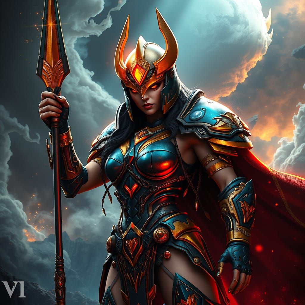 Heroic Big Barda in Cyberpunk Fantasy Art Style