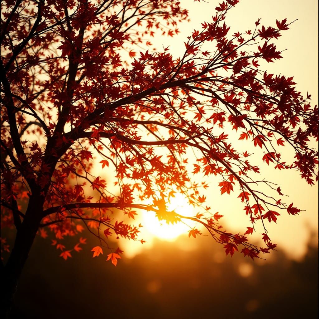 Origami Tree with Vibrant Autumn Leaves