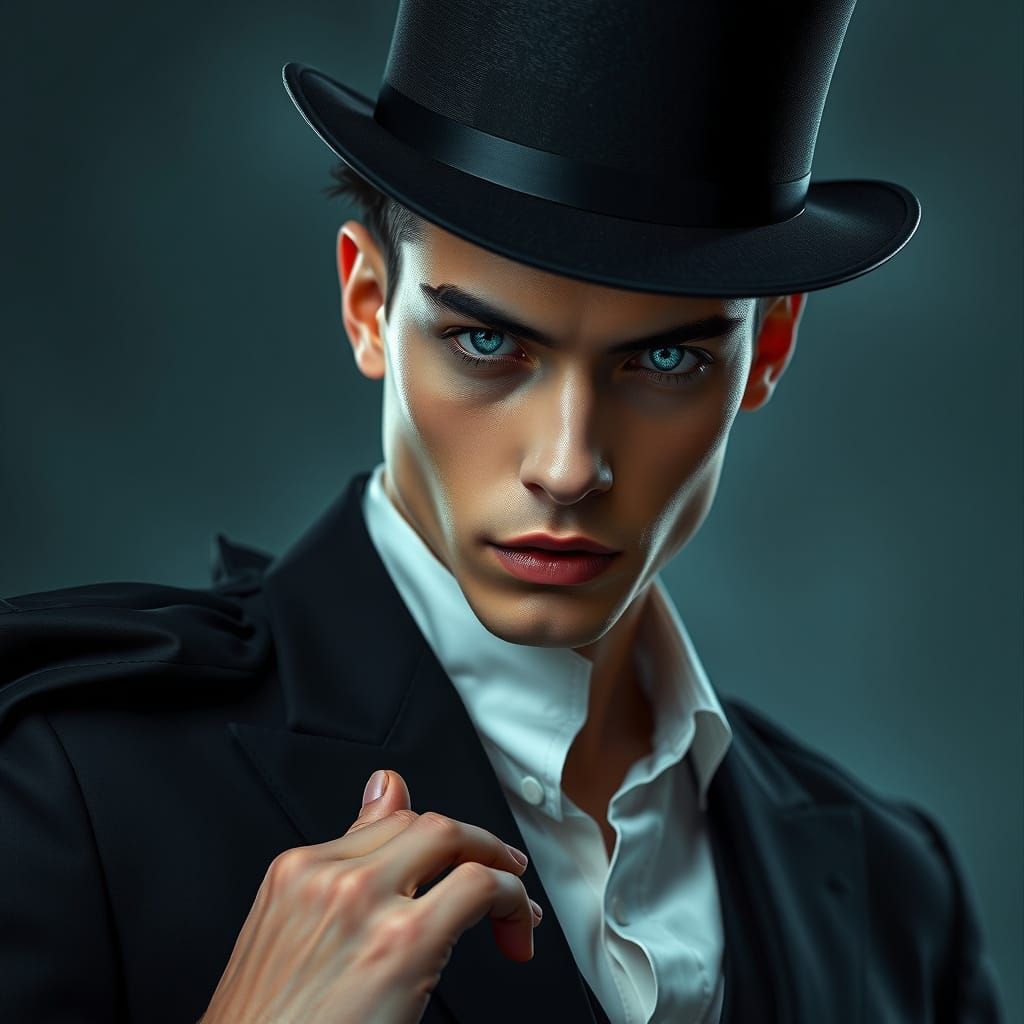 Mysterious Dark Fantasy Emperor in Elegant Black Attire
