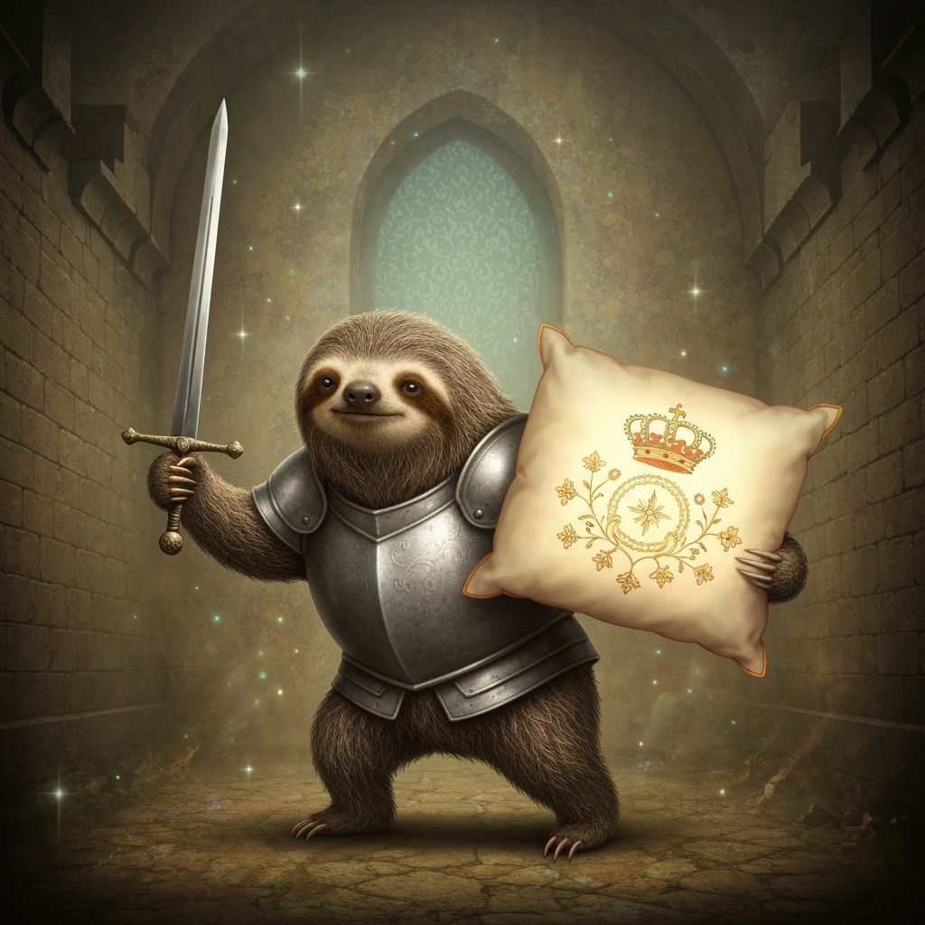 Sloth Knight in Shining Armor with Glowing Pillow Shield