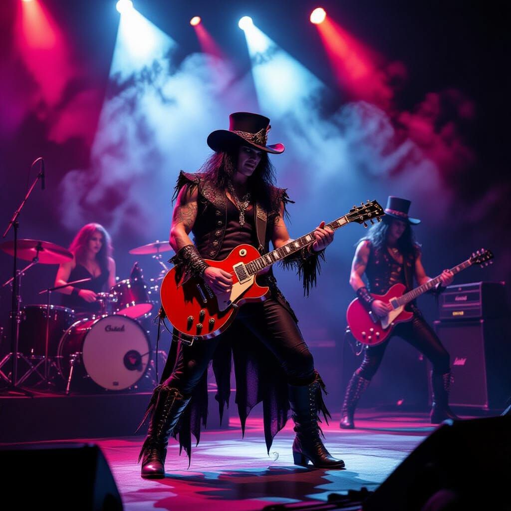 Gothic Rock Band Slayers Perform Live in Dramatic Lighting