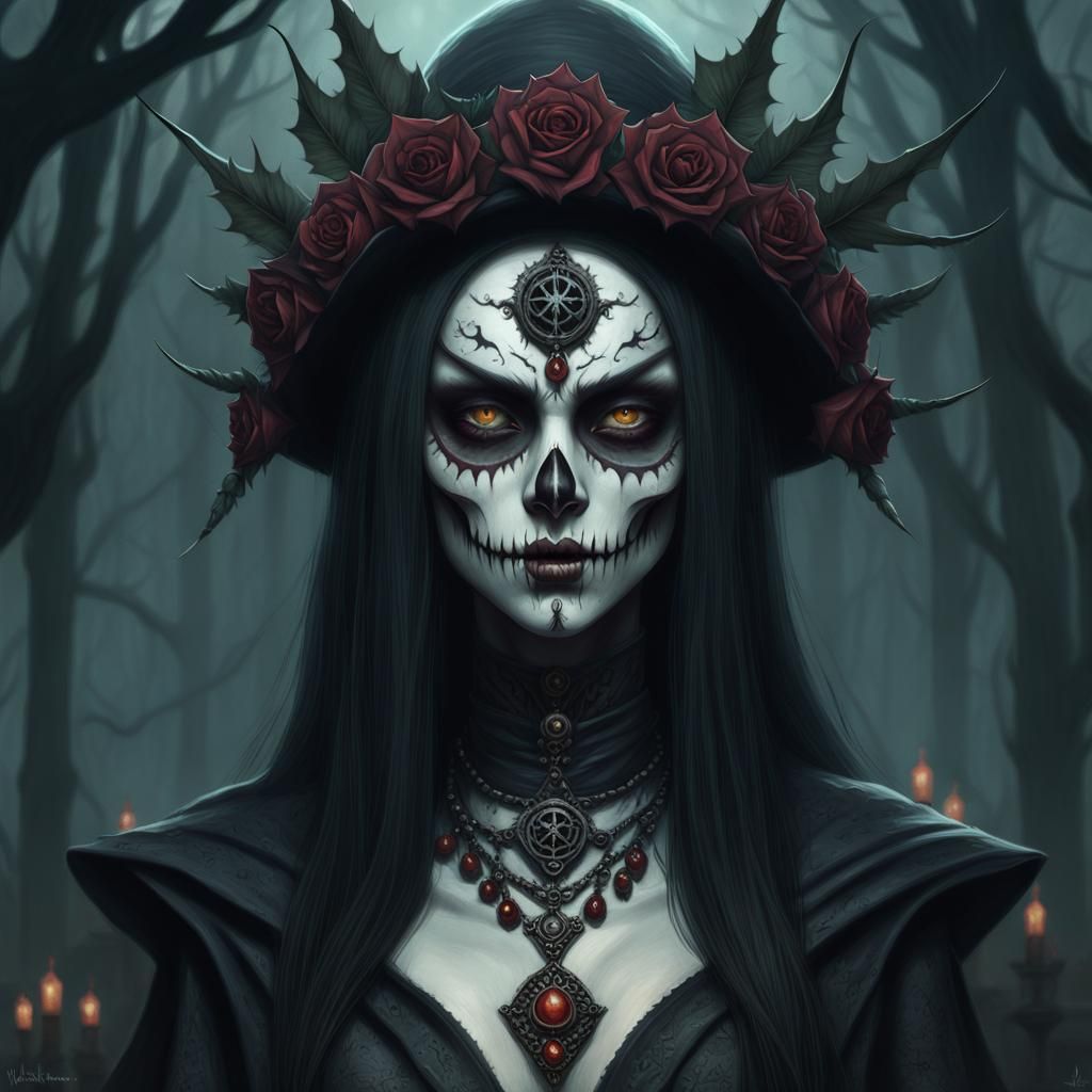 Nightmarish Necromancer in Dark Fantasy Style