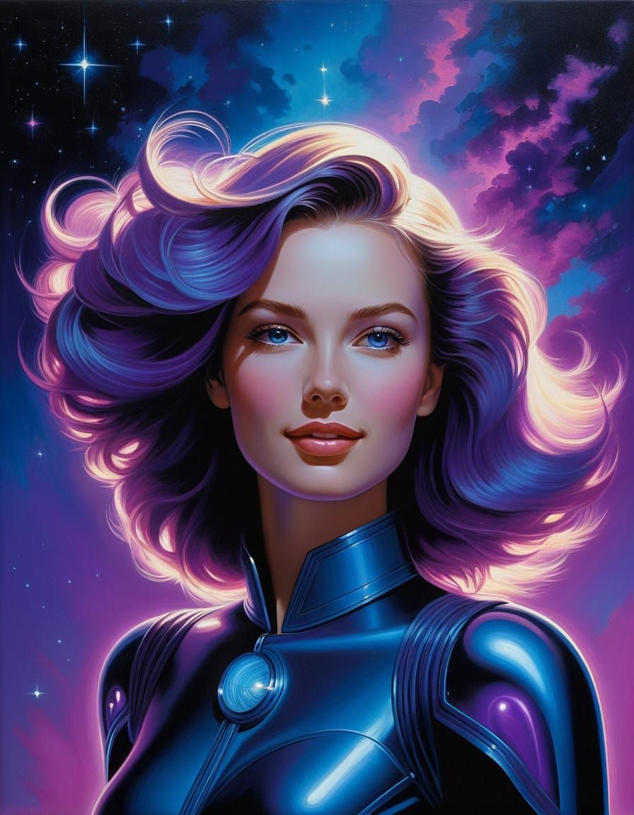 Ethereal Space Goddess in Cosmic Dreamscape