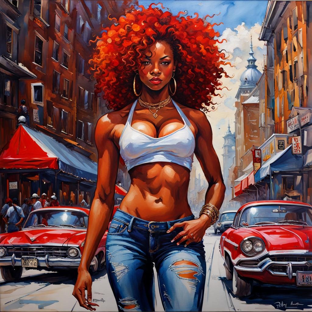 Beautiful Afro-American Dancer in Philadelphia, Ink Splash A...