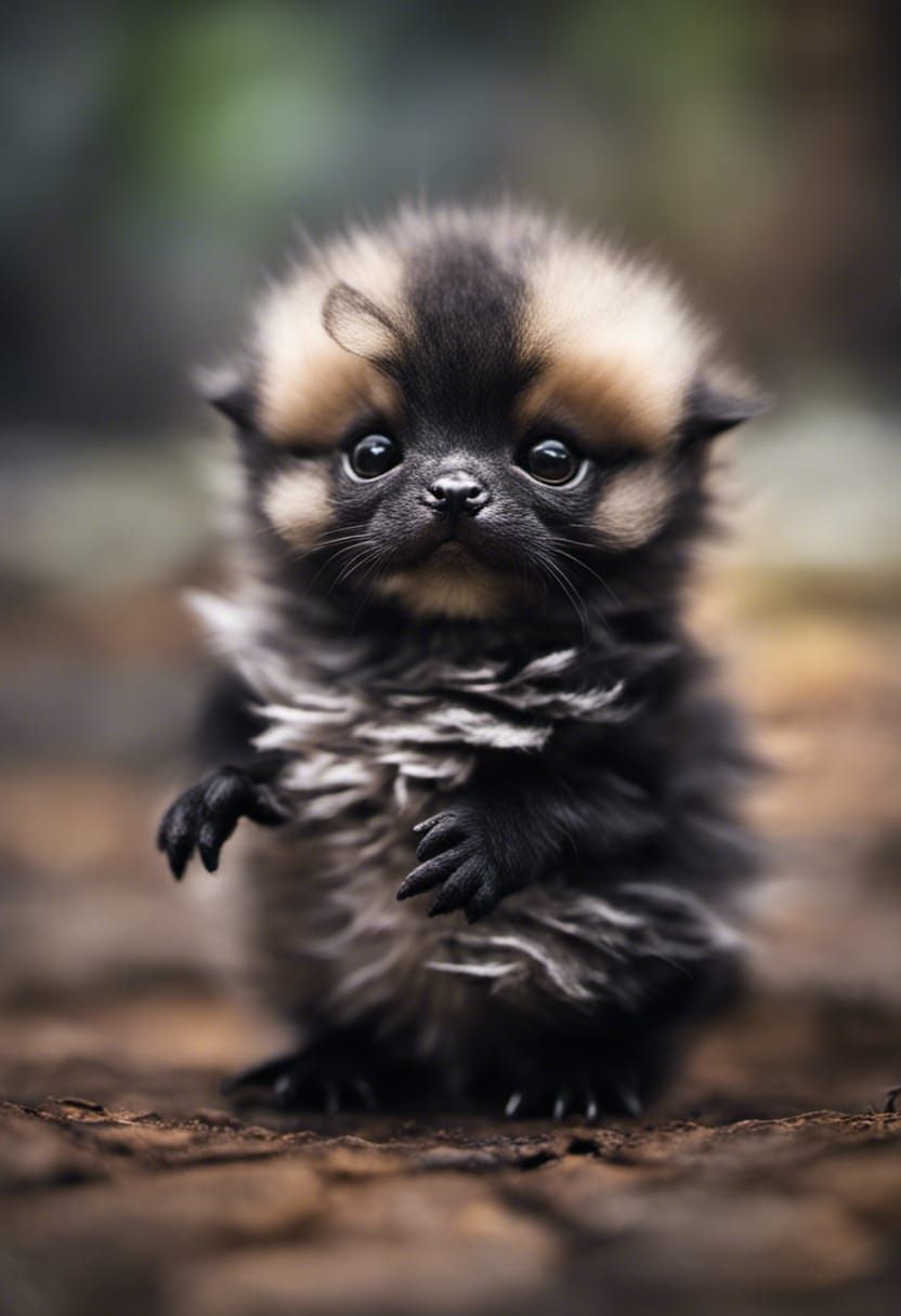 Baby Penguin Kitten Portrait in Moody Lighting