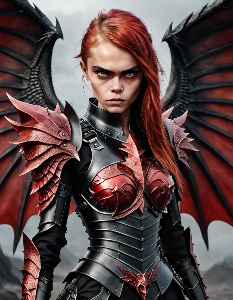 Dragon-Winged Blackguard in Metal Armor Portrait