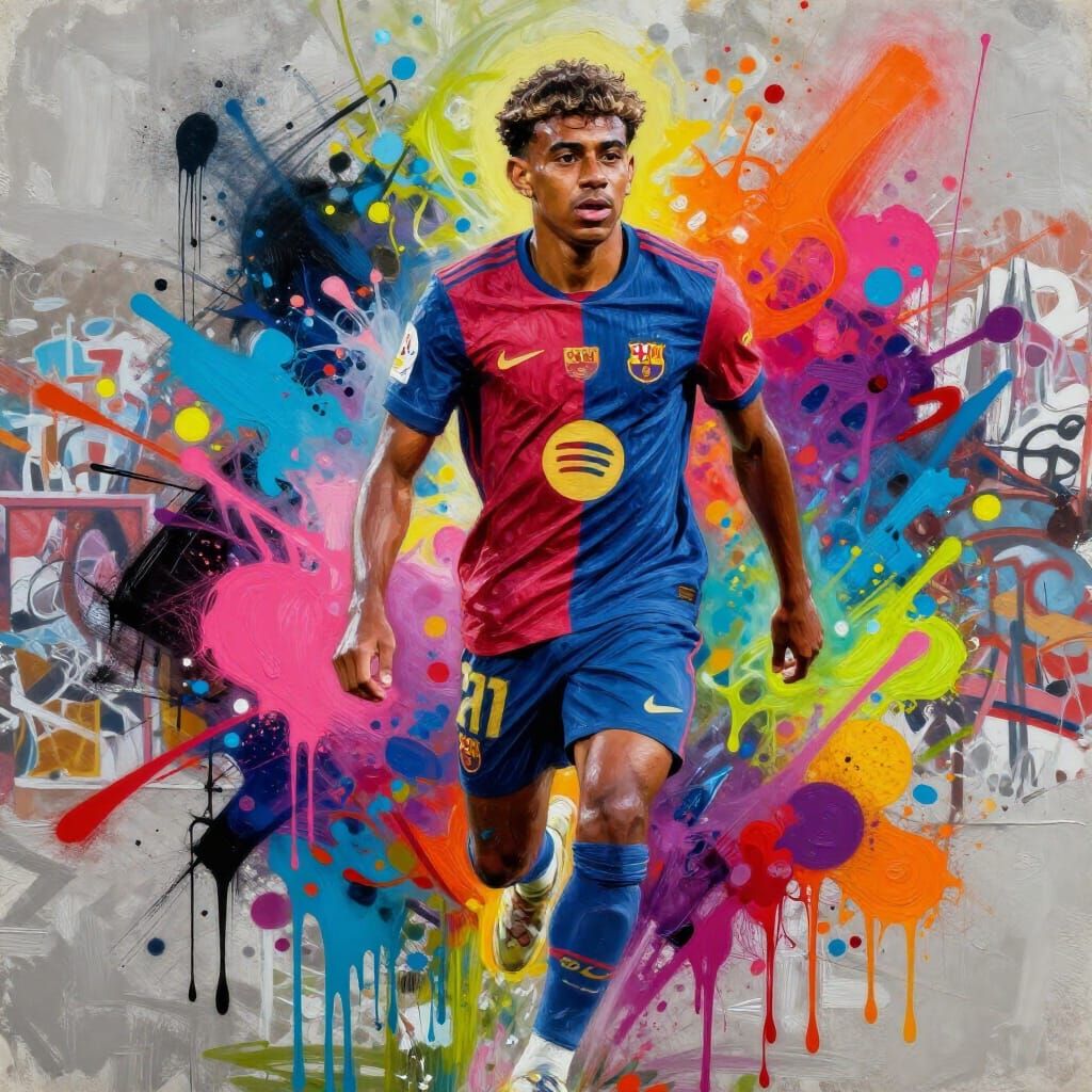 Lamine Yamal Ethereal Aura Graffiti Art Style