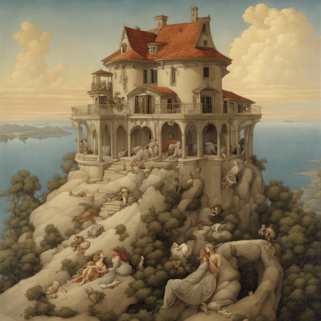 Surreal Mountain House Inspired by Michael Parkes