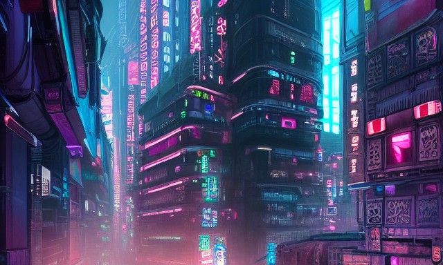 Floating Cyberpunk City in Space: Digital Art