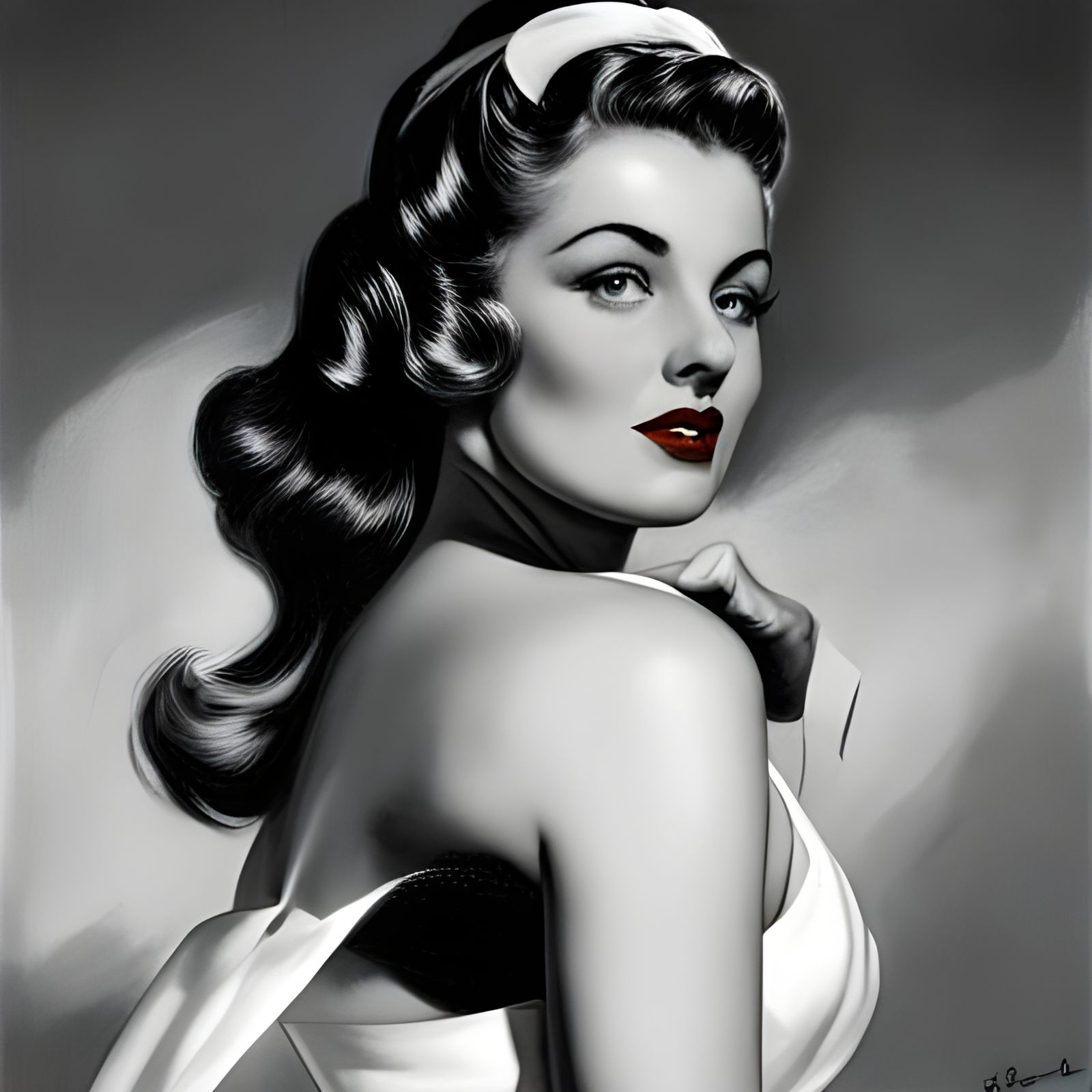 Glamorous Pin-Up Girl in Classic Style